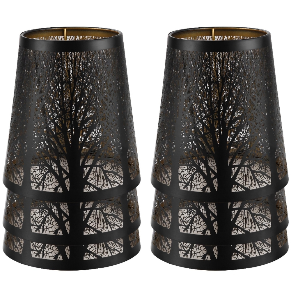 Elegant Black Tree Silhouette Clip-On Chandelier Lamp Shades
